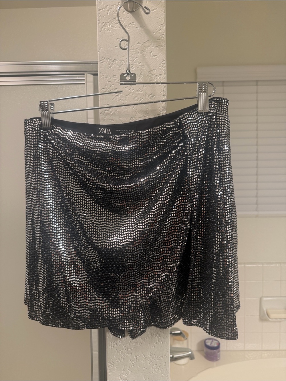 Zara Black Sequin Mini Skort